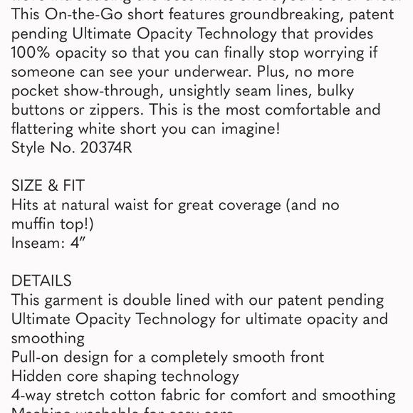 Brand New- Spanx On the Go 4” Shorts White Silver Lining Technology- Size XL - Picture 4 of 6